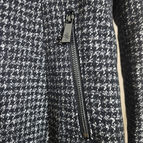 GUESS Wool-Blend Black/White Houndstooth Lined Coat Jacket Women’s Large - Picture 8 of 11